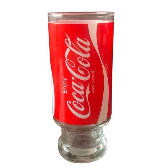 Vintage Coca-Cola Enjoy Coke Footed Pedestal Tumbler Glass Cup Nostalgia - Picture 2 of 14